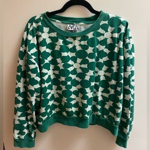 Dusen Dusen Sweatshirt - Penrose pattern in green and cream, XL